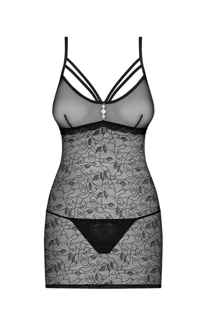 OBSESSIVE Koszulka i stringi 818-CHE-1 czarna