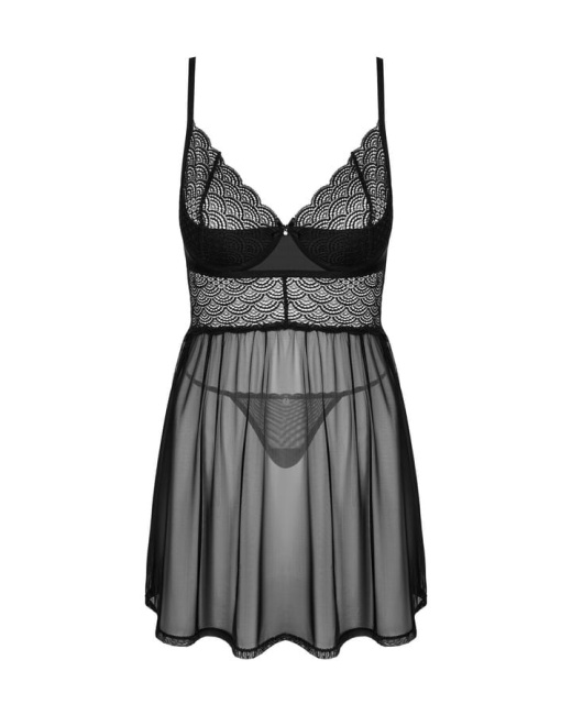 OBSESSIVE Koszulka Chemeris babydoll czarna