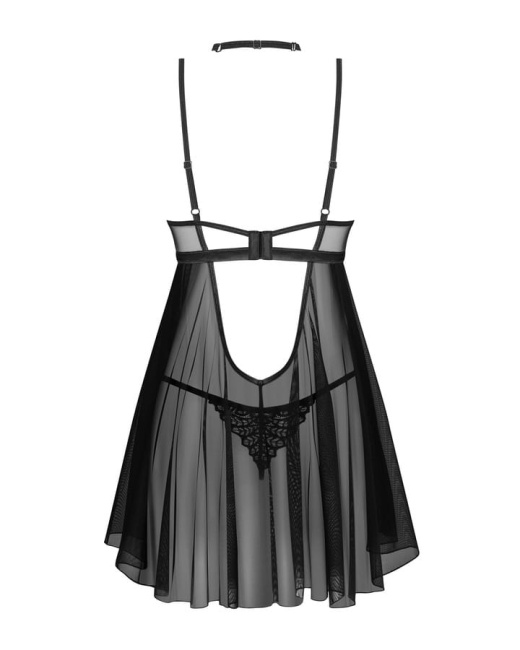 OBSESSIVE Koszulka Donarella babydoll czarna