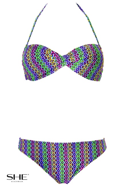SHE Strój kąpielowy Liby bardotka multikolor