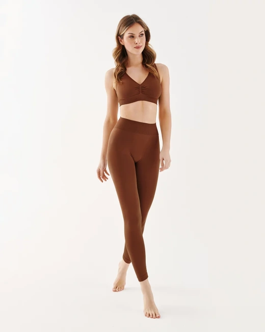 GABRIELLA Legginsy damskie Shape z efektem push up, mocca