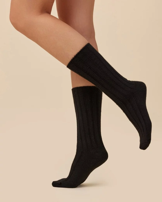GABRIELLA Skarpetki damskie wełna merino, nero