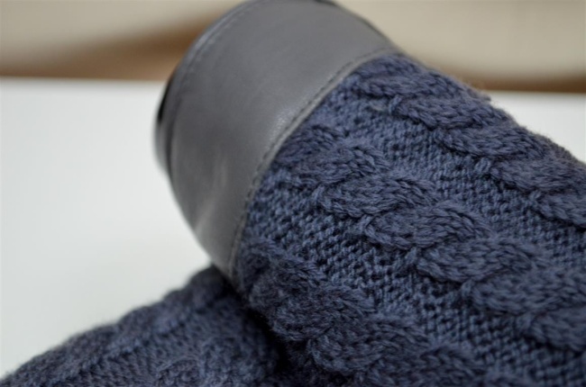 Rękawiczki damskie szare, wełniany wzór