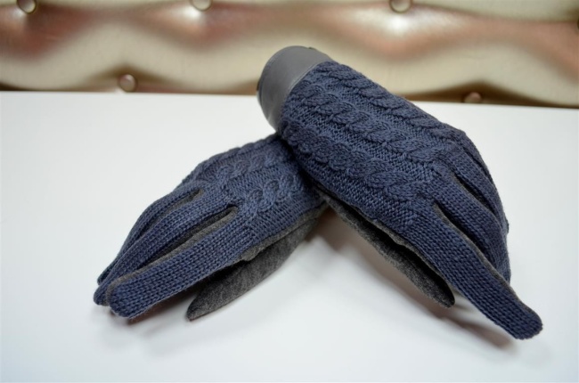 Rękawiczki damskie szare, wełniany wzór