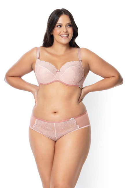 NIPPLEX Figi szorty Chelo pudrowe  i biustonosz semi soft