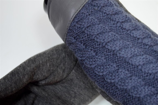 Rękawiczki damskie szare, wełniany wzór