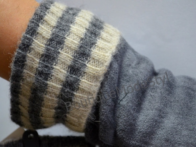 Rękawiczki damskie szare z szalikiem