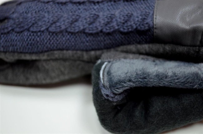 Rękawiczki damskie szare, wełniany wzór