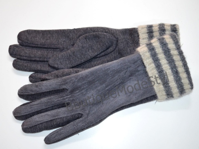 Rękawiczki damskie szare z szalikiem